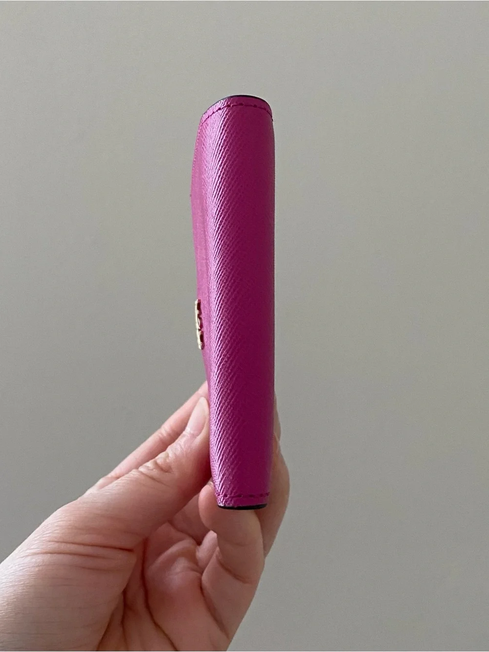 MCM Hot Pink Scratch-resistant Saffiano Leather Bi-fold Compact Wallet